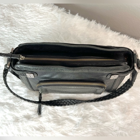 BRIGHTON Croc Embossed with Leather Trim Braid Bag, Black D880058 - Picture 7 of 16